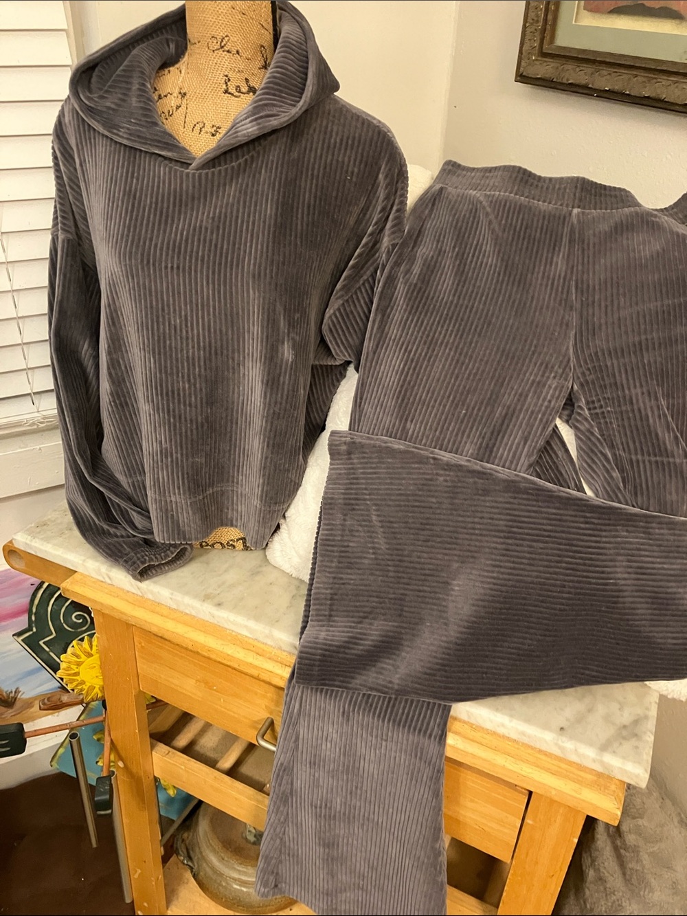 aerie Charcoal Ribbed Lounge Set
